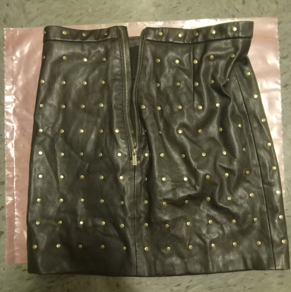 Zara Basio collection faux leather metal mini skirt XS